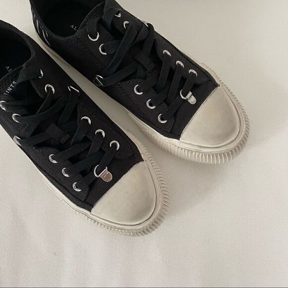 ⭕️ ALL SAINTS Sneakers Black Low Top Designer 9 39 - Picture 4 of 7